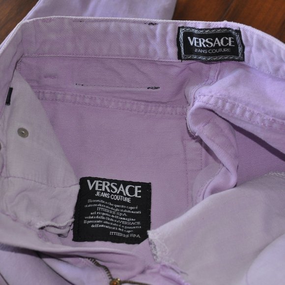 Vintage Versace‎ Couture Jeans High Waisted Pants Light Lilac Purple Waist 26" - Picture 6 of 8